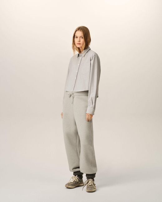 AMI Natural Cropped Striped Cotton Shirt With Embossed Ami De Coeur