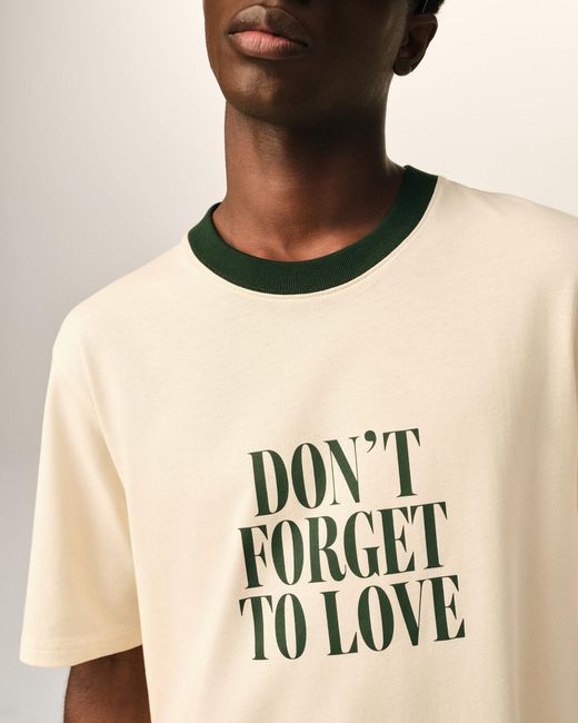 AMI Natural Ecru Printed Cotton "Don'T Forget To Love" T-Shirt