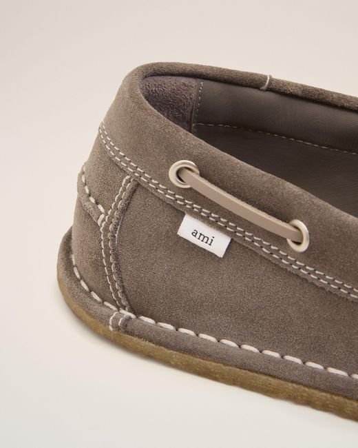 AMI Natural Cow Leather Boat Shoes