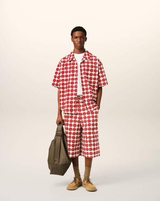 AMI Red Polka-Dot Boxy Cotton Short-Sleeve Shirt for men