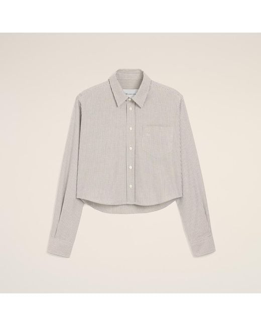 AMI Natural Cropped Striped Cotton Shirt With Embossed Ami De Coeur