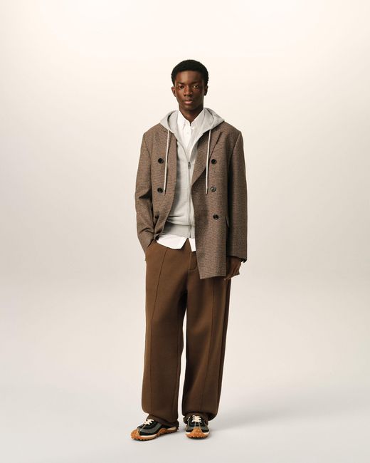AMI Brown Cotton Track Pants With Embossed Ami De Coeur