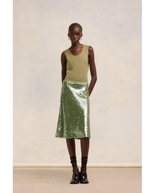 AMI Green Embroidered Skirt