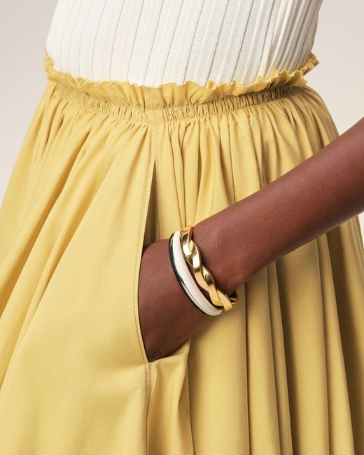 AMI Yellow Cotton Midi Corolla Skirt