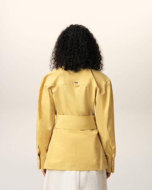 AMI Yellow Cotton Sharp Collar Fitted Shirt