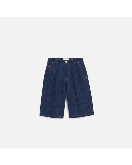 AMI Blue Cotton Loose Bermuda Shorts for men