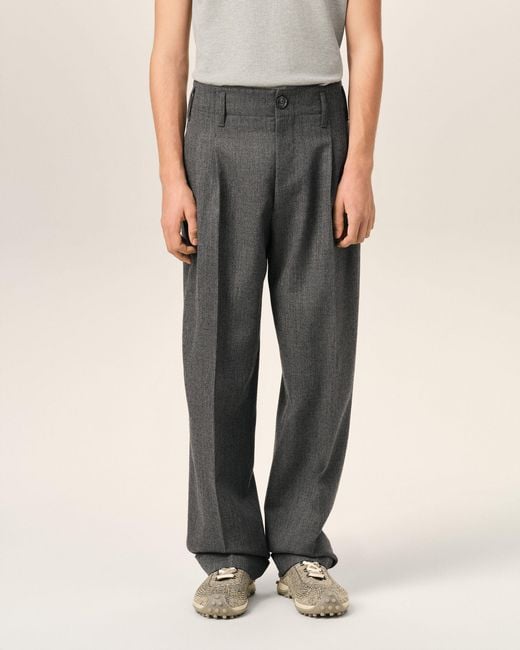 AMI Gray Two-Pleats Wool Trousers for men