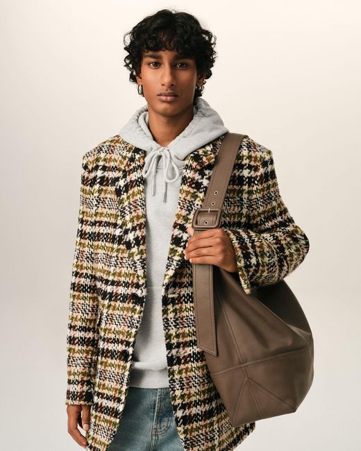 AMI Brown Taurillon Leather Etienne Crossbody Bag