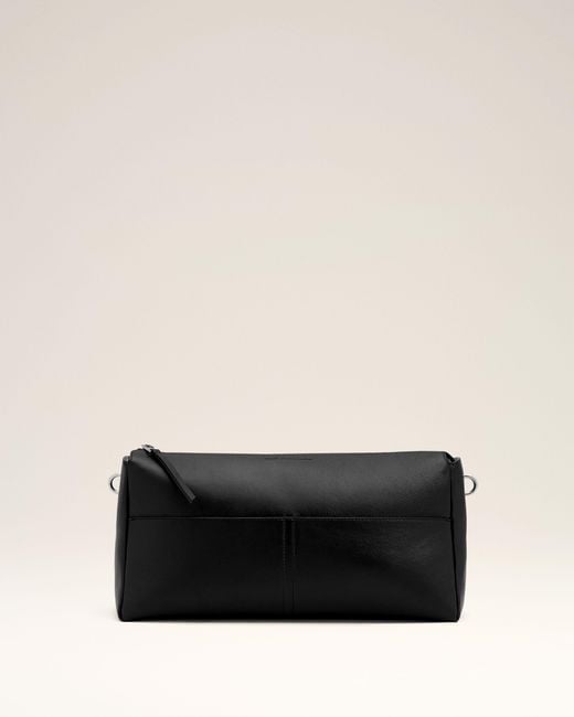 AMI Black Cow Leather Carrousel Zipped Bag