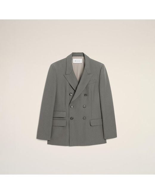 AMI Gray New Wool Double Breasted Straight Jacket for men