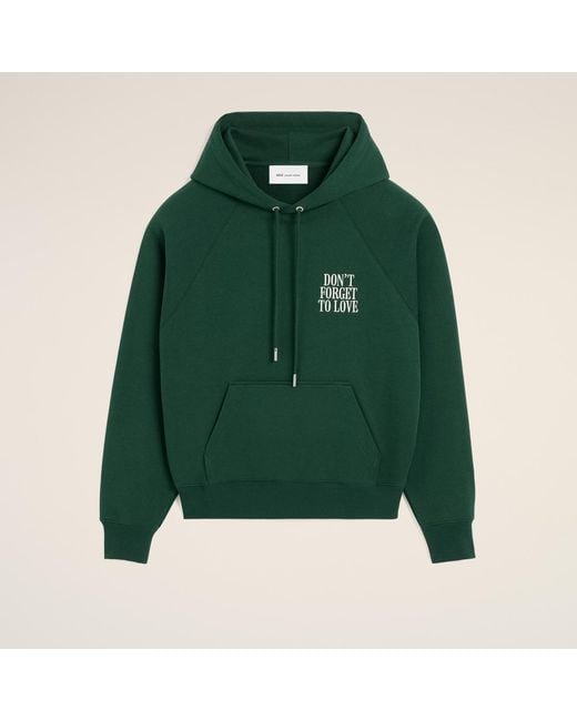 AMI Green Cotton "Don'T Forget To Love" Hoodie