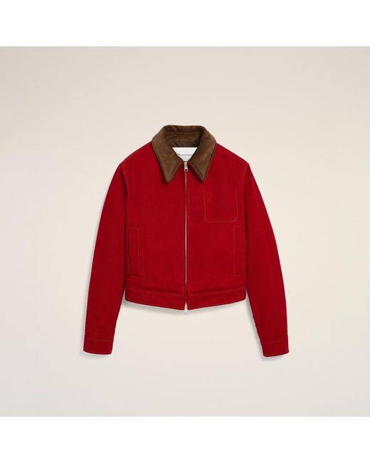 AMI Red Cotton Zipped Jacket With Ami De Coeur