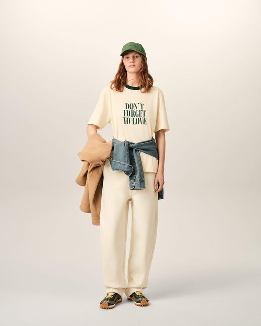 AMI Natural Ecru Printed Cotton "Don'T Forget To Love" T-Shirt