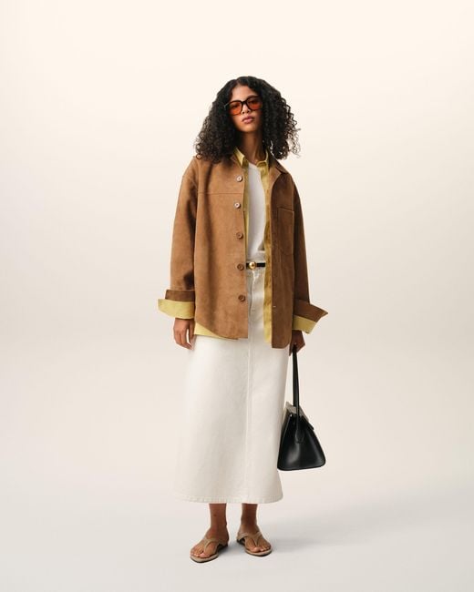 AMI Natural Goat Leather Buttoned Overshirt