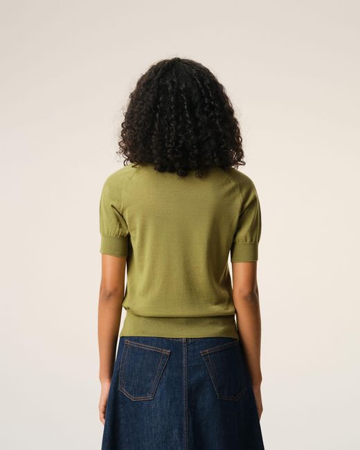 AMI Green Wool Short Sleeves Ami De Coeur Polo