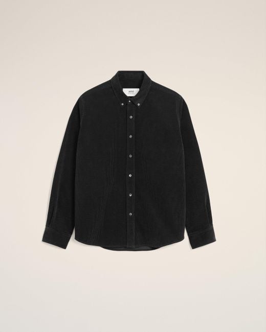 AMI Ami De Coeur Button-Down-Hemd Aus Schwarzer Baumwolle Grau in Black für Herren
