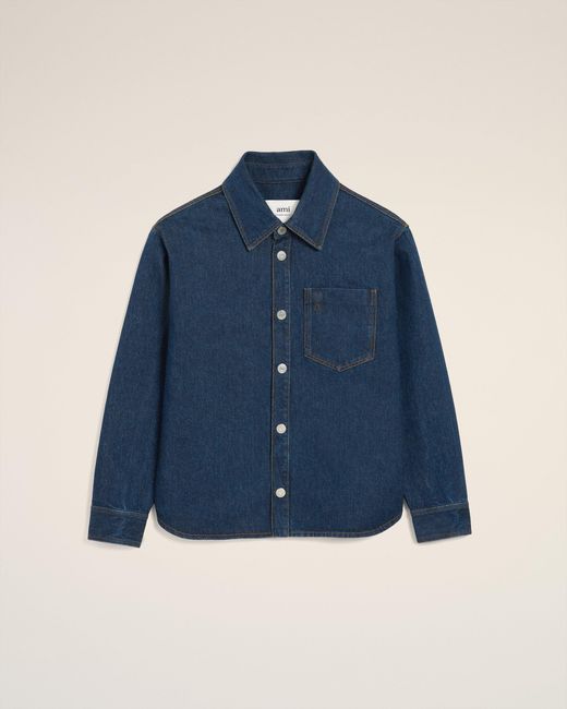 AMI Blue Cotton Ami De Coeur Overshirt