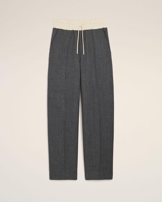 AMI Multicolor Elasticated-Waist Wool And Satin Trousers for men