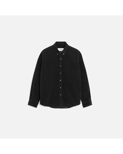 AMI Ami De Coeur Button-Down-Hemd Aus Schwarzer Baumwolle Grau in Black für Herren
