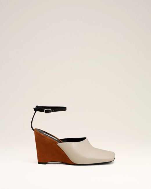 AMI Natural Leather Wedge Mules
