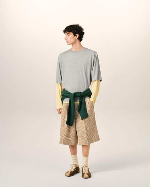 AMI Natural Cotton Double-Sleeve Effect Ami De Coeur T-Shirt for men