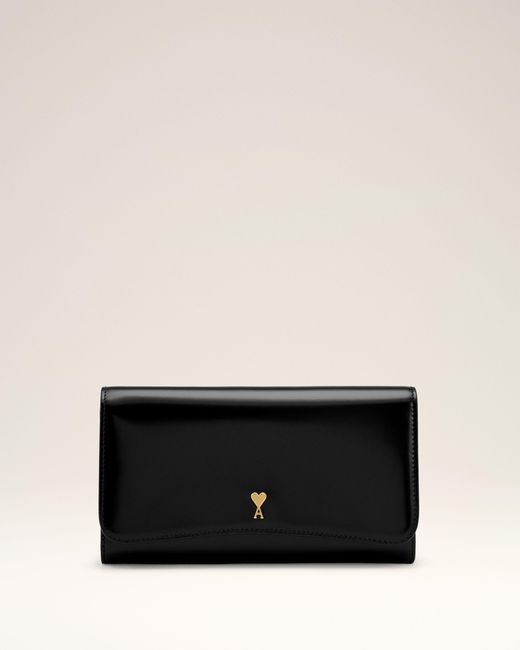 AMI Black Cow Leather Paris Paris Continental Wallet