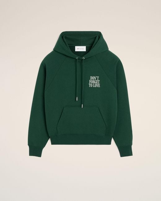 AMI Green Cotton "Don'T Forget To Love" Hoodie