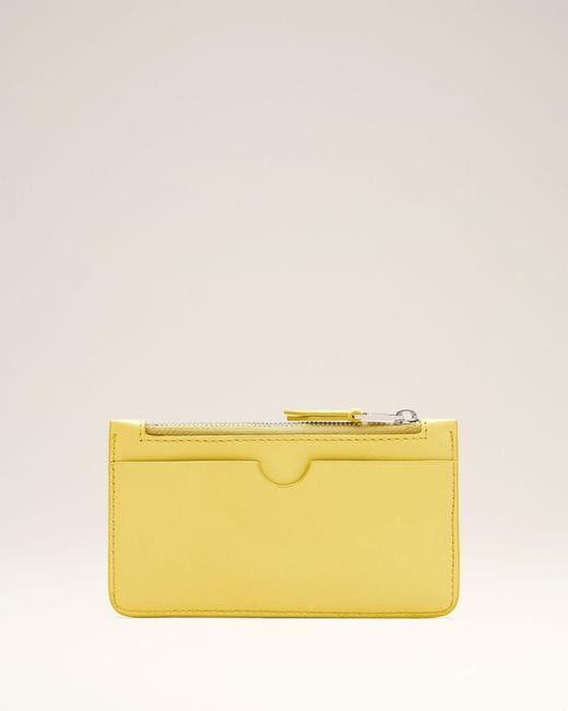 AMI Yellow Cowhide Leather Ami De Coeur Zipped Card Holder