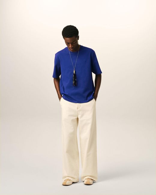 AMI Blue Cotton T-Shirt With Embossed Ami De Coeur