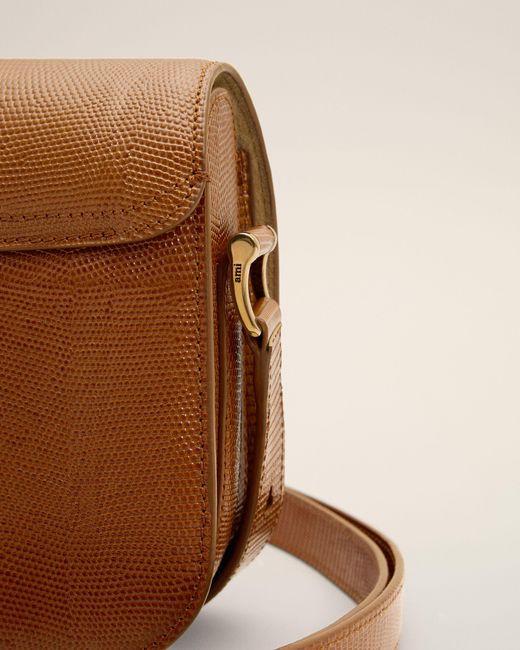 AMI Natural Lizard Embossed Cowhide Leather Paris Paris Bag