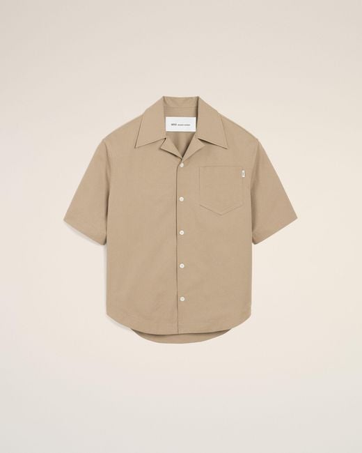 AMI Natural Cotton Short Sleeve Camp Collar Wide Shirt