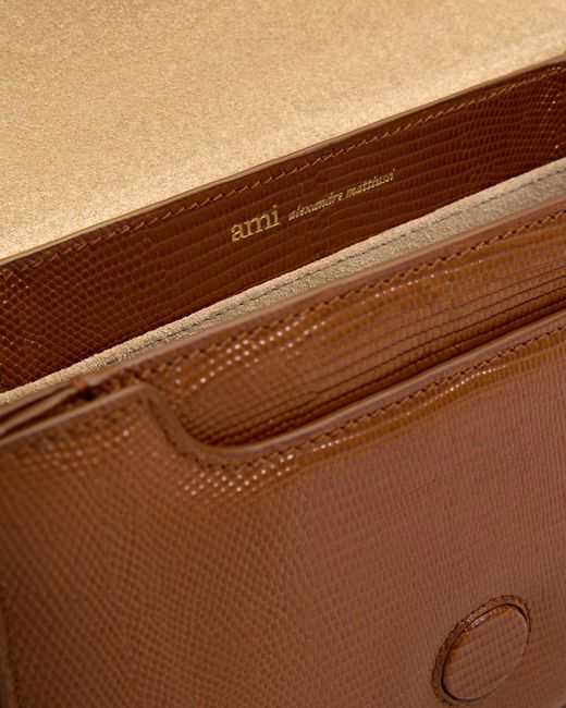 AMI Natural Lizard Embossed Cowhide Leather Paris Paris Bag