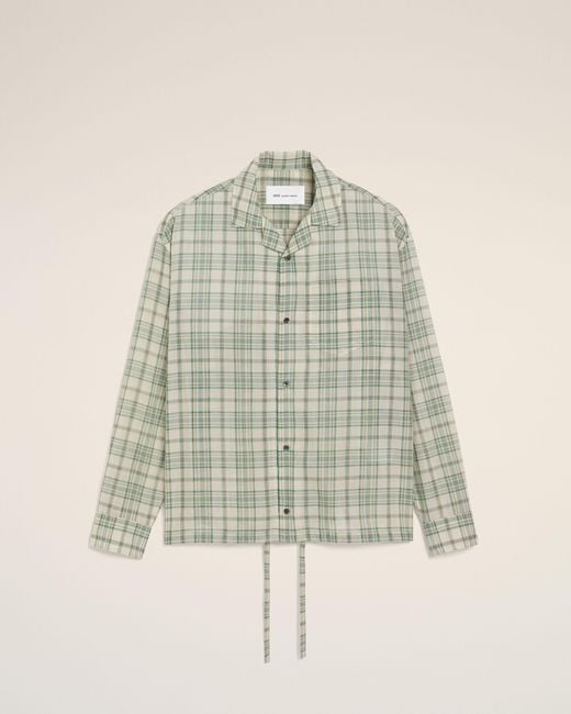 AMI Natural Boxy Cotton Checkered Shirt for men