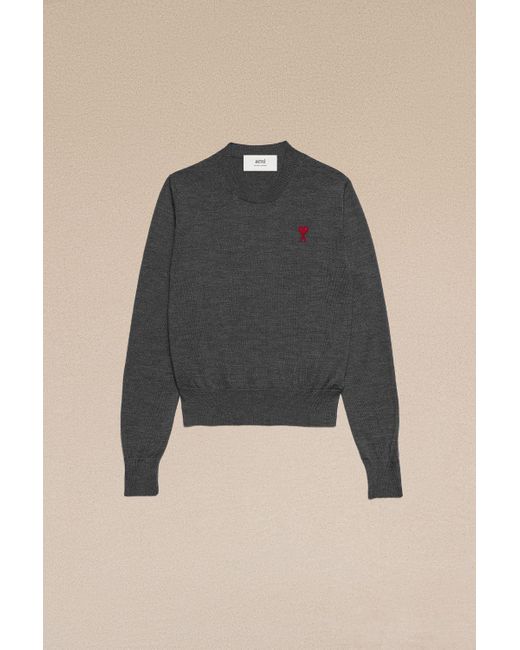AMI Gray Red Ami De Coeur Sweater