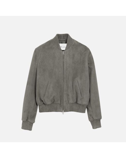 AMI Gray Goat Leather Ami De Coeur Zipped Jacket for men