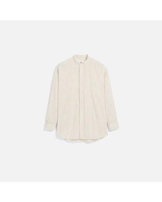 Chemise Blanche Et Kaki Oversize Col Cassé En Coton Ecru & Vert Lichen & Curry AMI en coloris Natural