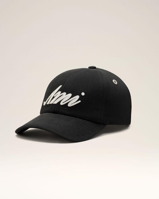 AMI Black Cotton Ami Felt Patch Cap