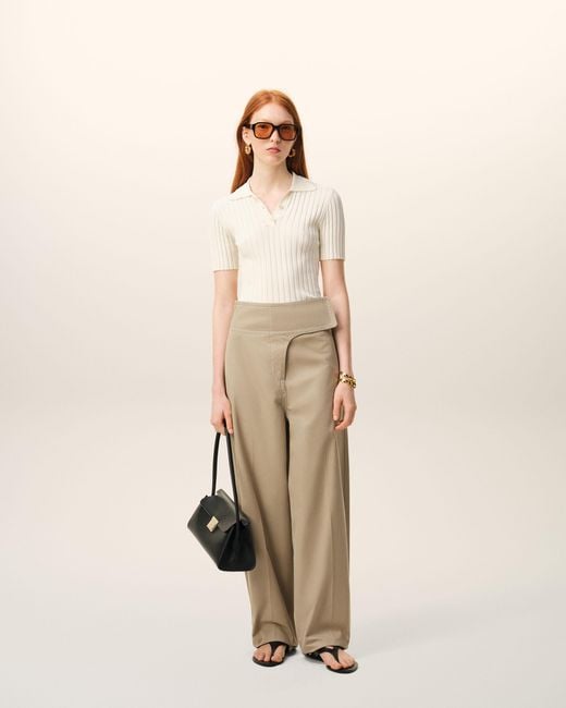 AMI Natural Cotton Wrapped Belted Trousers