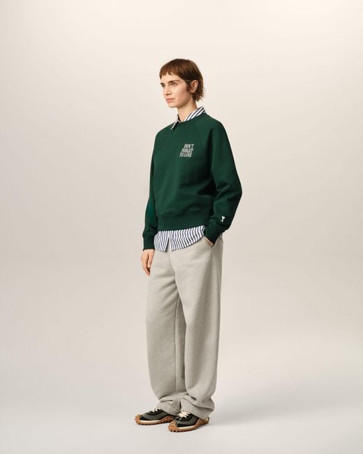 AMI Green Cotton "Don'T Forget To Love" Sweatshirt