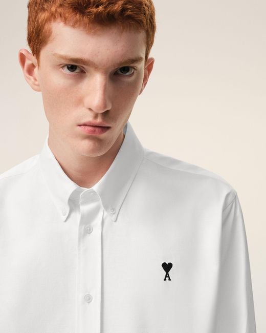 AMI Natural Cotton Shirt With Ami De Coeur for men