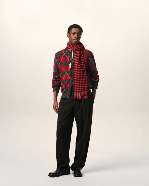AMI Red Wool Cardigan for men