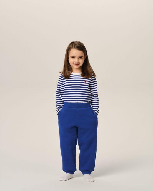 AMI Blue Cotton Track Pants With Ami De Coeur