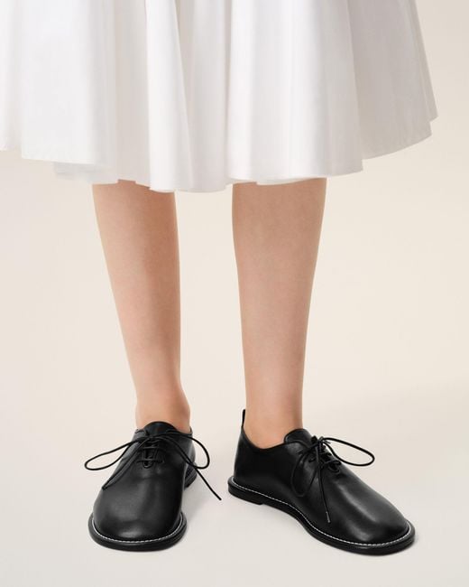 AMI Natural Cow Leather Midi Derbies Shoes