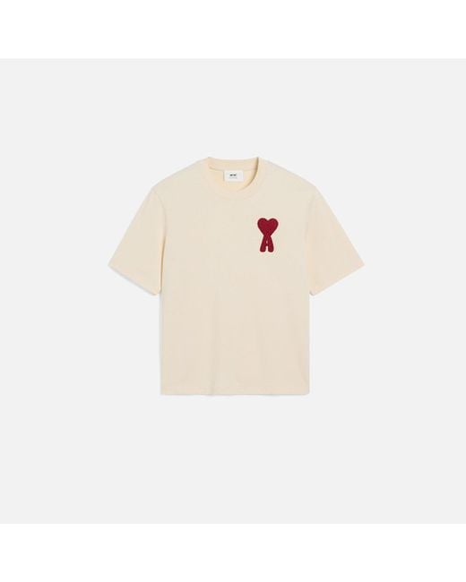 Ami Paris Cotton Ami De Coeur Patch T-Shirt in Natural for
