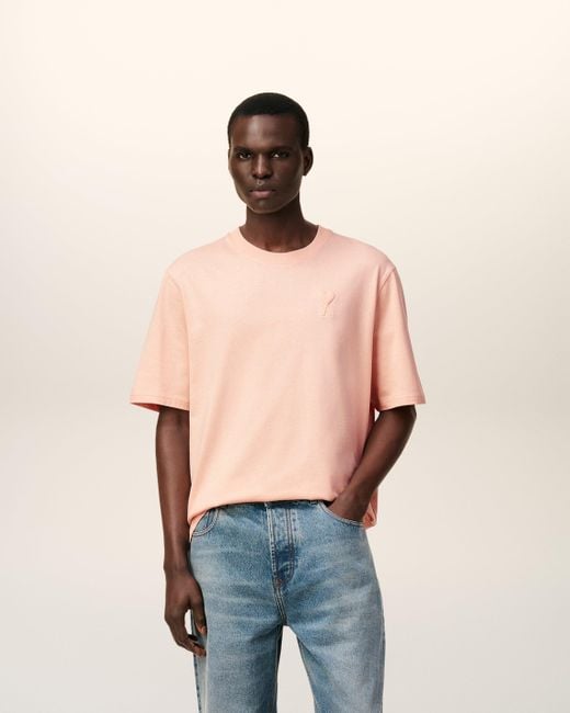 AMI Natural Ami De Coeur T-Shirt Mit Cosy-Fit Aus Rosafarbener Baumwolle Rosa