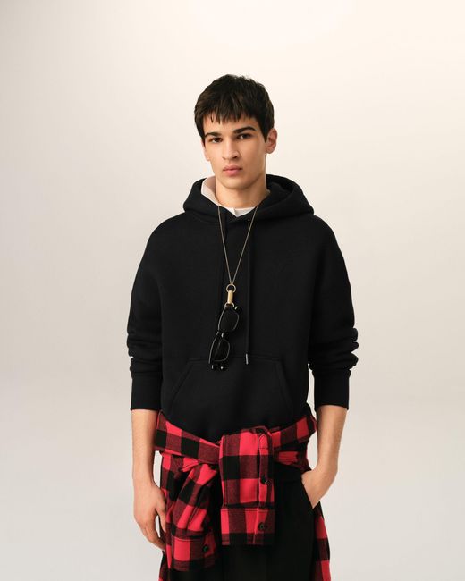 AMI Black Cotton Hoodie With Embossed Ami De Coeur