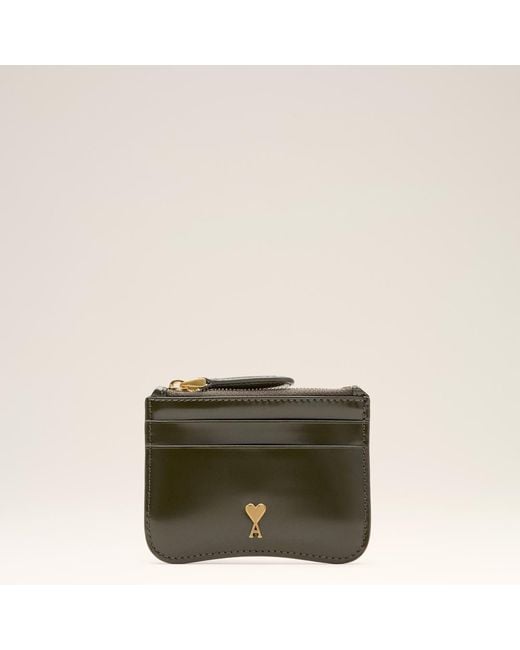 AMI Natural Cow Leather Paris Paris Zipped Card Holder