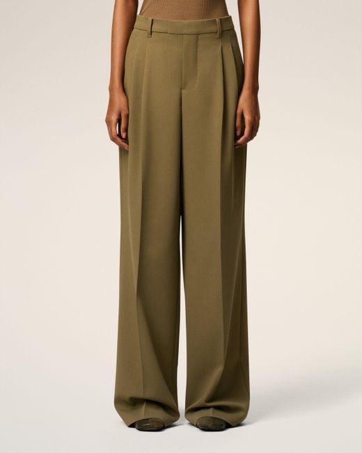 AMI Green Wool Tabs Wide Trousers