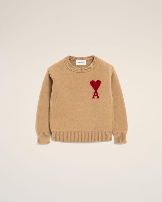 AMI Natural Wool Ami De Coeur Crewneck Sweater