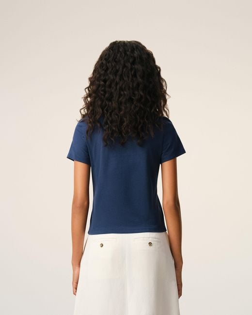 AMI Blue Cotton Ami De Coeur Cropped T-Shirt